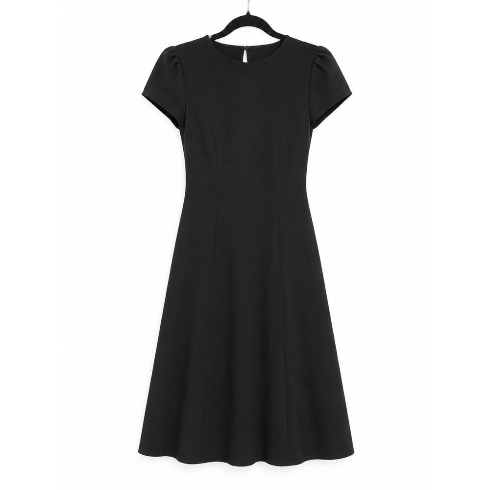J. Crew Petite Black Midi Dress 0P Quiet Luxury Professional LBD - Picture 5 of 6